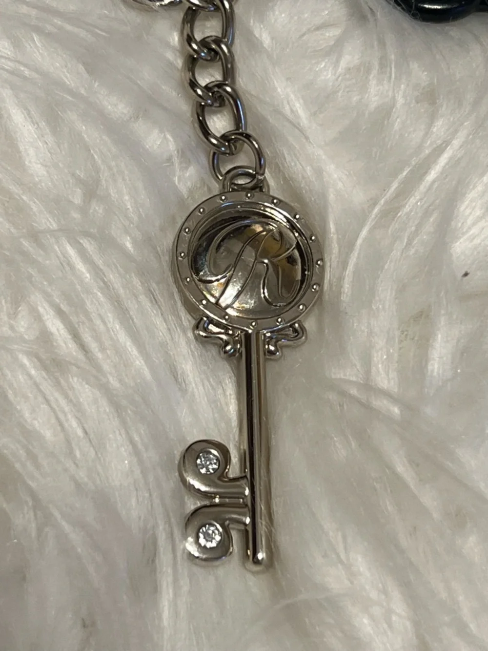 Relic by fossil Silver Key and Black Rose Charm Keychain - Women Accessories